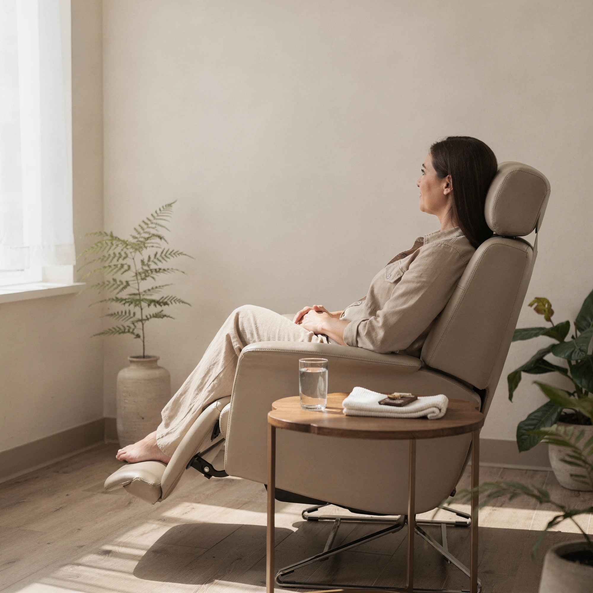 Patient relaxing in a recliner during a Spravato session near Harker Heights, TX